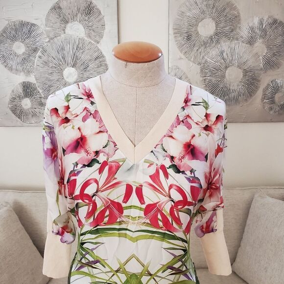 Ted Baker London Gotia Mirrored Tropics Sweater Sz 2 - Picture 5 of 13